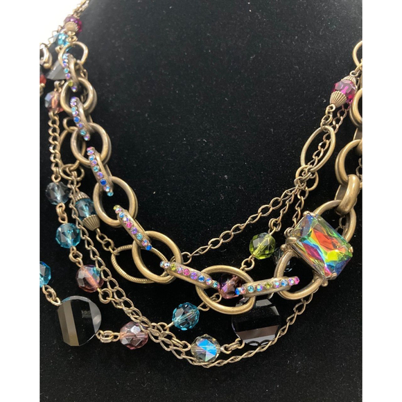 Unique***Sorrelli multi strand iridescent necklace - Picture 4 of 12